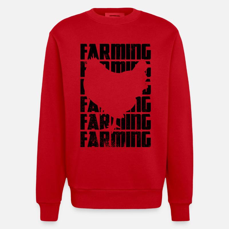 Élevage de poulets - Sweat bio épais oversize fabriqué en UE - rouge