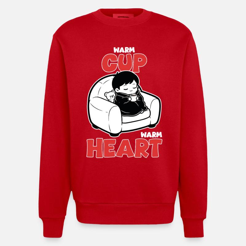 Warmgetränk-Teddy einhüllen - Heavyweight Oversized Organic Crew Neck Made in EU - Rot