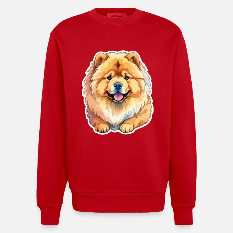 Chow Chow Aquarelles - Sweat bio épais oversize fabriqué en UE - rouge