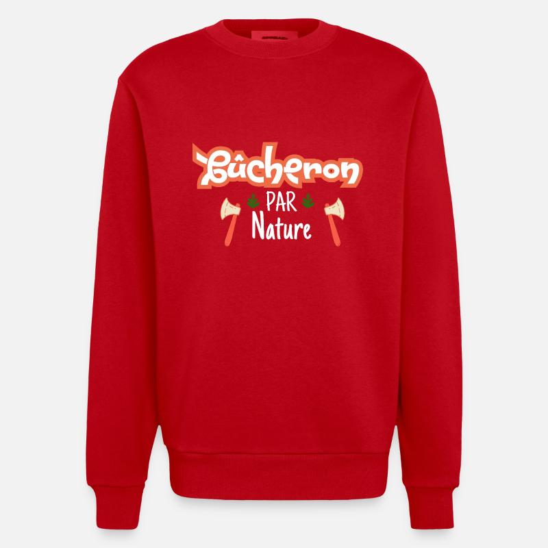 Bûcheron par nature - Sweat bio épais oversize fabriqué en UE - rouge