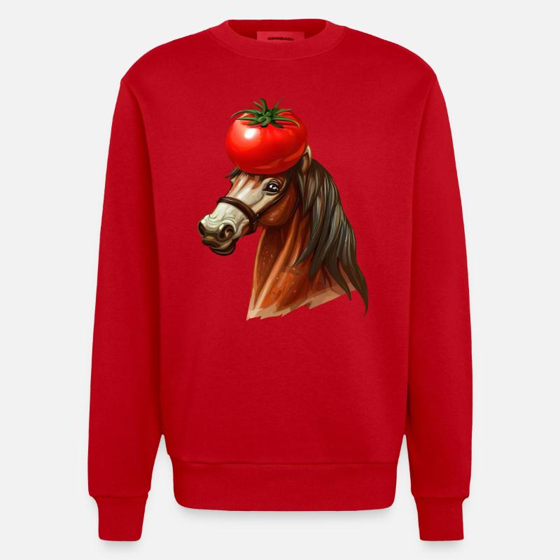 Pferdekopf Tomate - Heavyweight Oversized Organic Crew Neck Made in EU - Rot