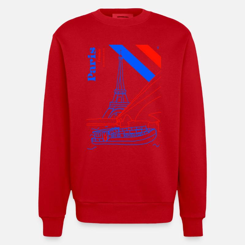 Paris und seine Eiserne Lady - Heavyweight Oversized Organic Crew Neck Made in EU - Rot