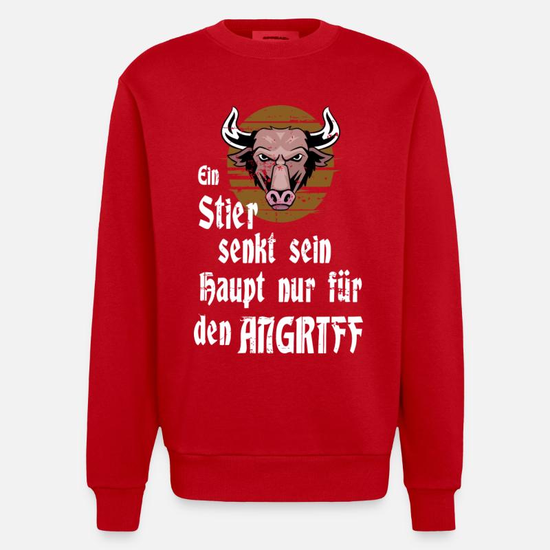 Ein Stier - Heavyweight Oversized Organic Crew Neck Made in EU - Rot