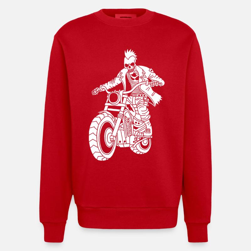 The White Biker from Hell - Heavyweight Oversized Organic Crew Neck Made in EU - red
