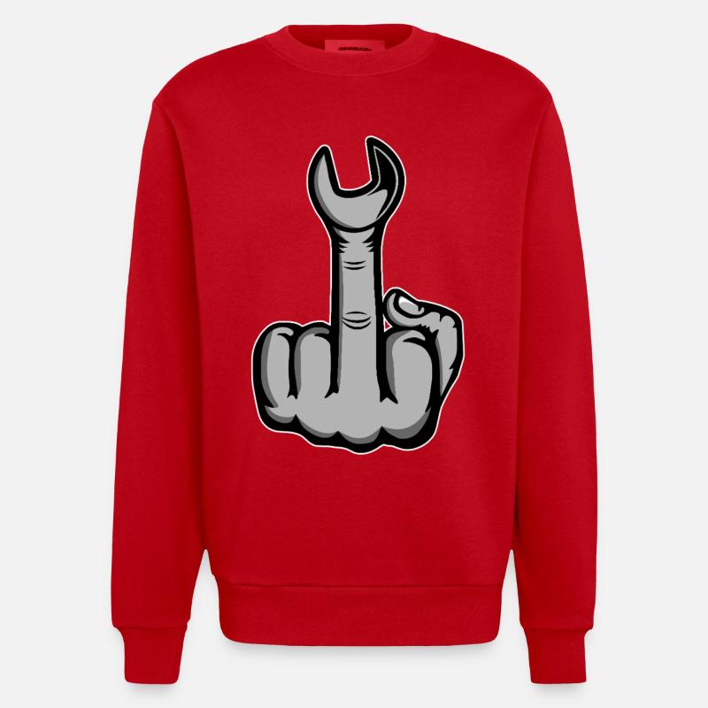 Mittelfinger Stinkerfinger Schraubschlüssel - Heavyweight Oversized Organic Crew Neck Made in EU - Rot