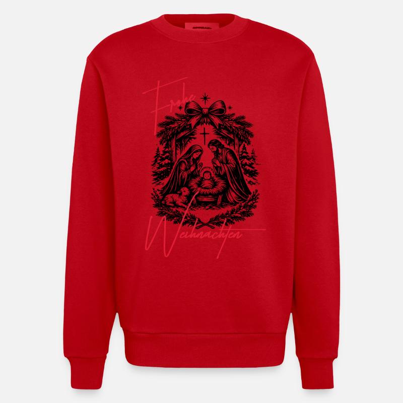 Weihnachtskrippe - Heavyweight Oversized Organic Crew Neck Made in EU - Rot