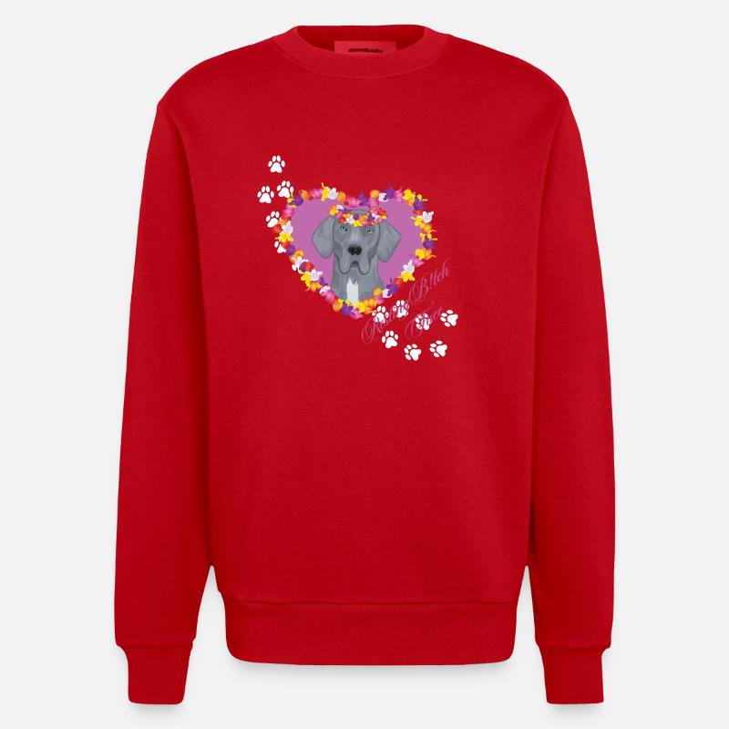 Resting B!tch Face Great Dane - Heavyweight Oversized Organic Crew Neck Made in EU - red