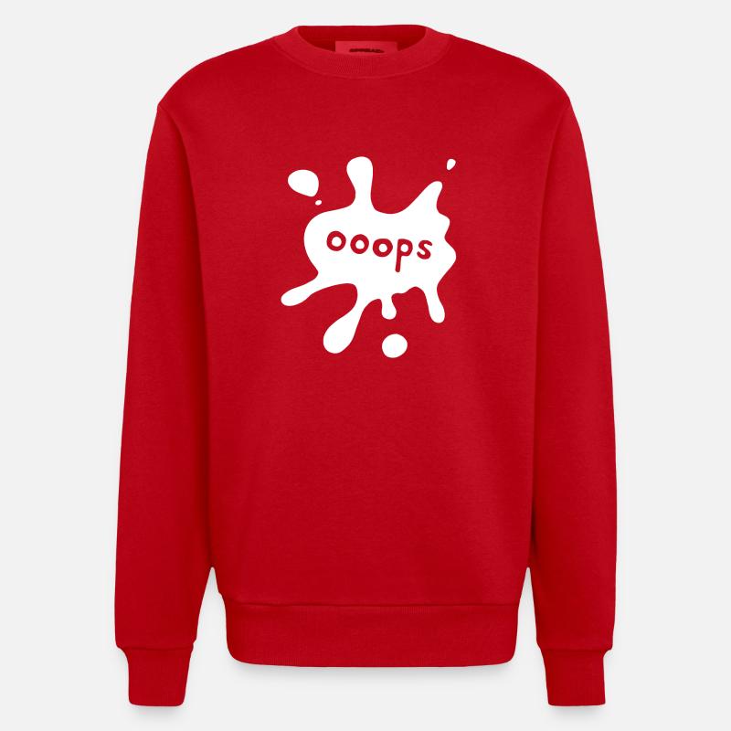 Fleck ooops white - Heavyweight Oversized Organic Crew Neck Made in EU - Rot