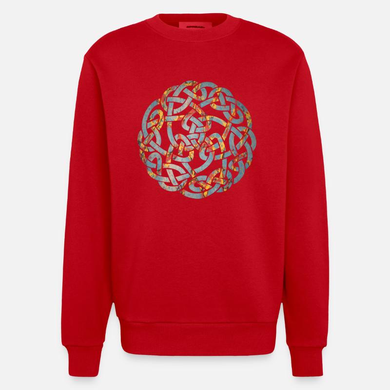 celtic knot 5 e 19 - Heavyweight Oversized Organic Crew Neck Made in EU - red
