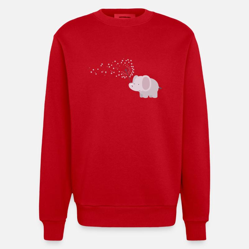 Elephant avec le pissenlit - Sweat bio épais oversize fabriqué en UE - rouge