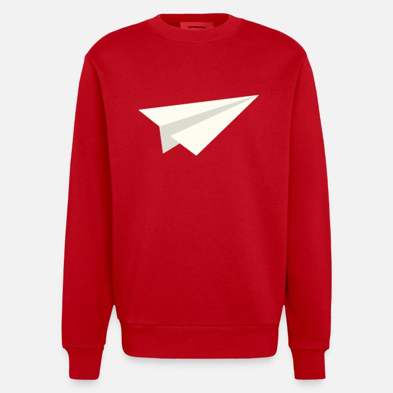 Classique d'avion de papier - Sweat bio épais oversize fabriqué en UE - rouge