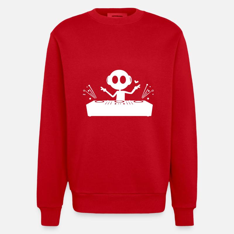 DJ Turntables Funny - Heavyweight Oversized Organic Crew Neck Made in EU - red