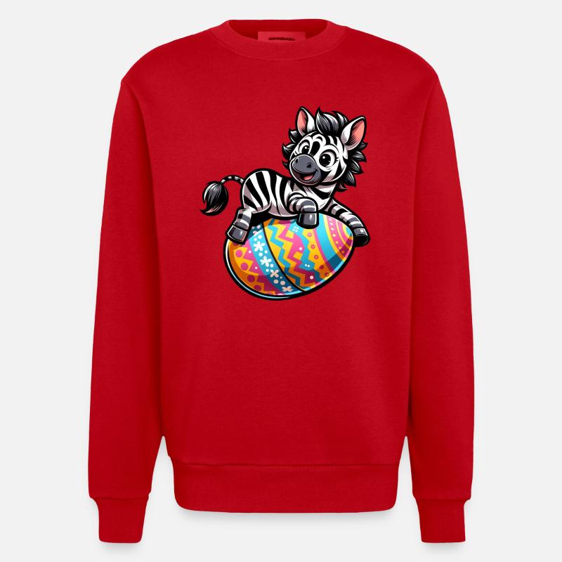 Ostern Zebra Osterei Comic - Heavyweight Oversized Organic Crew Neck Made in EU - Rot