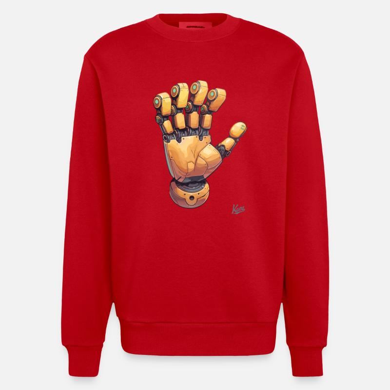 Cyborg et main robot - Sweat bio épais oversize fabriqué en UE - rouge