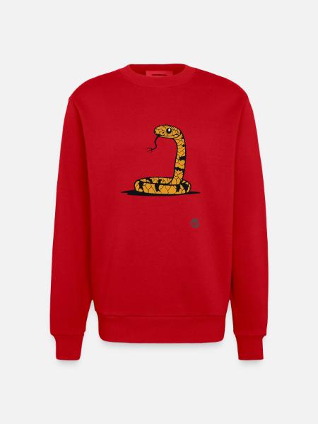 Funny Cartoon Snake - Heavyweight Oversized Organic Crew Neck Made in EU - red