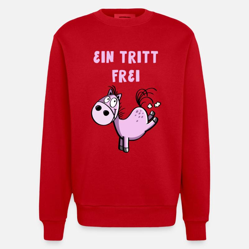Ein Tritt Frei Pferdchen - Heavyweight Oversized Organic Crew Neck Made in EU - Rot