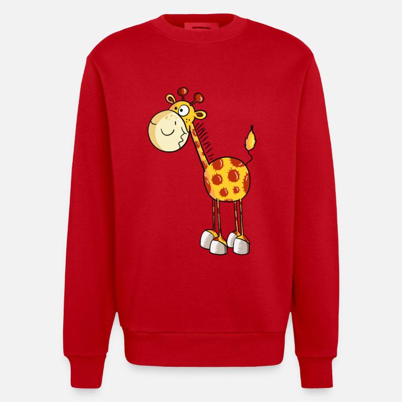 Drollige Giraffe - Giraffen - Comic - Fun - Heavyweight Oversized Organic Crew Neck Made in EU - Rot
