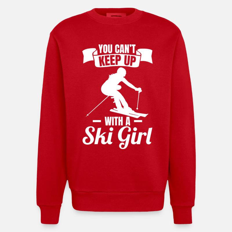 Ski Mädchen - Heavyweight Oversized Organic Crew Neck Made in EU - Rot