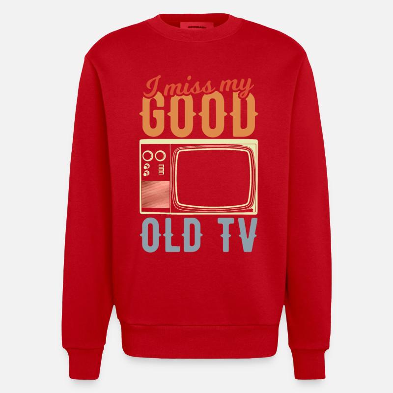 Röhrenbildfernseher - Heavyweight Oversized Organic Crew Neck Made in EU - Rot