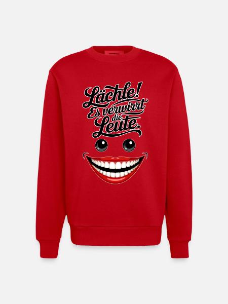 Always smiling - Heavyweight Oversized Organic Crew Neck Made in EU - red