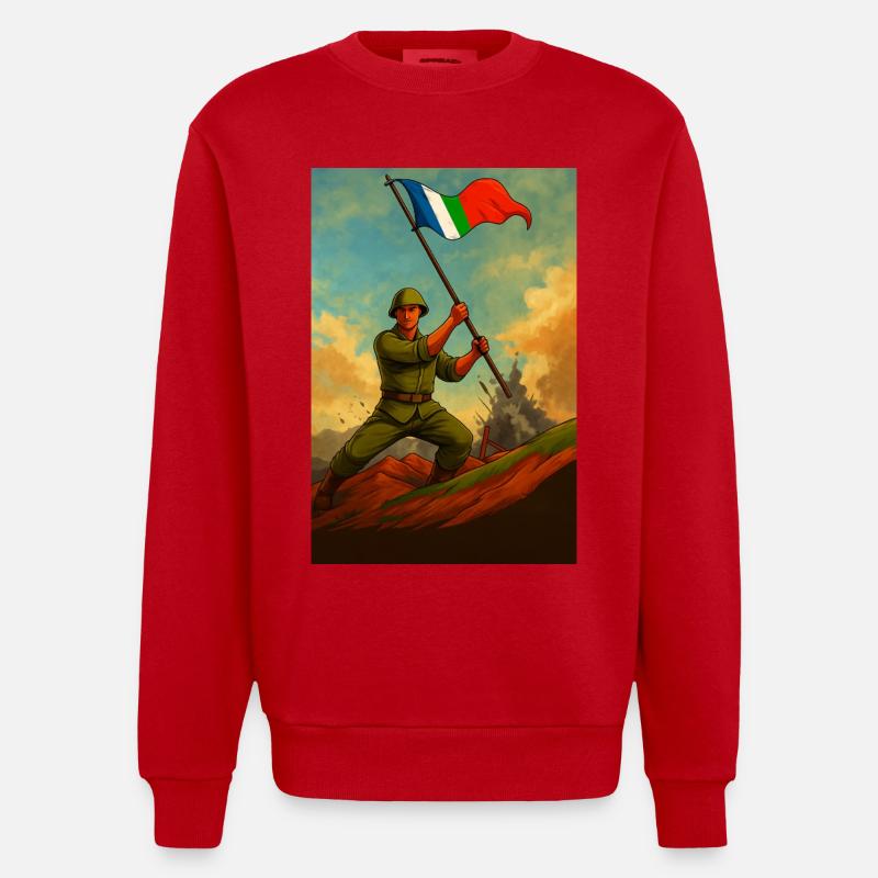 FIRST GENERATION MOLUCCANS - Heavyweight Oversized Organic Crew Neck Made in EU - red