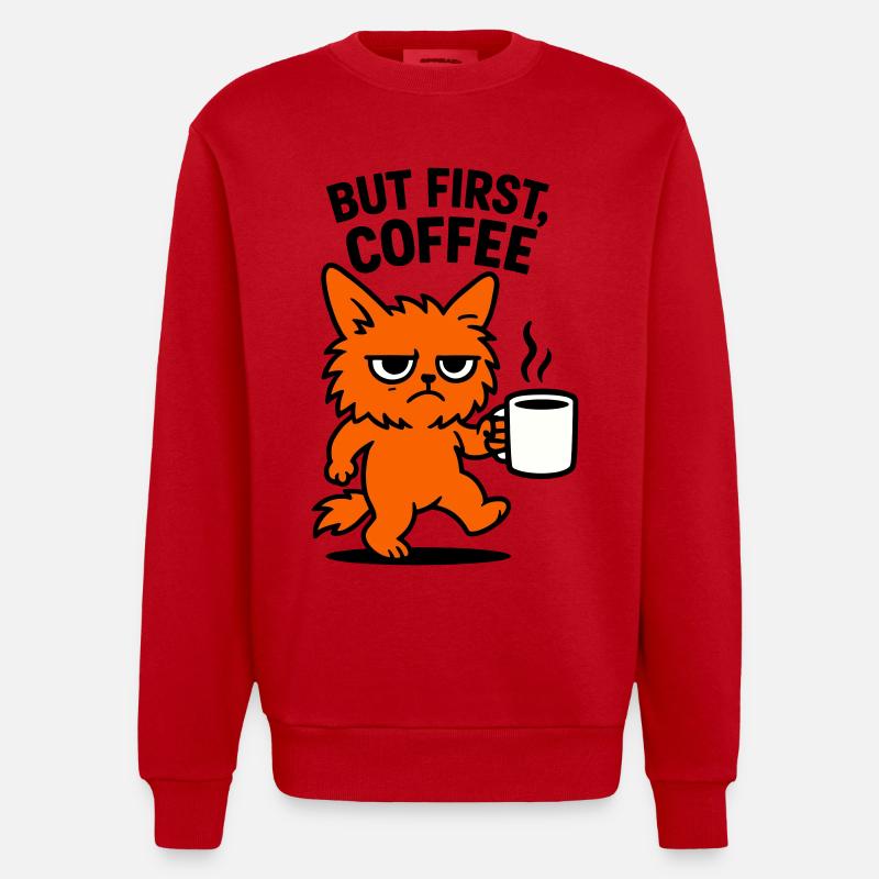 Mais d’abord chat café - Sweat bio épais oversize fabriqué en UE - rouge
