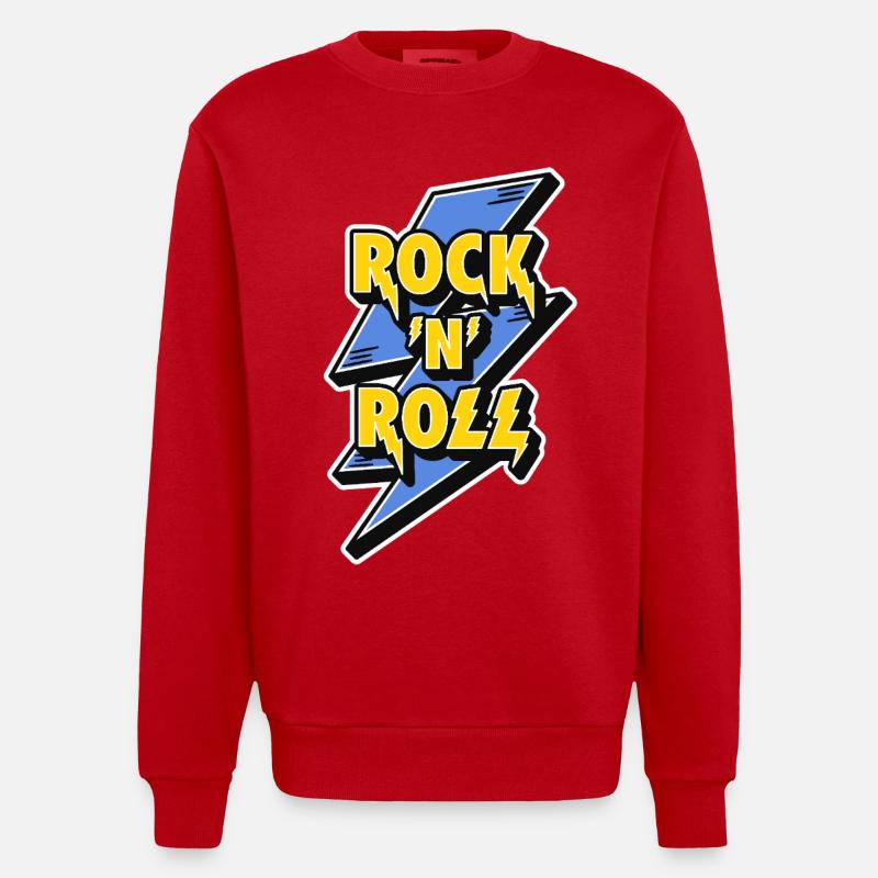 Foudre du rock 'n' roll - Sweat bio épais oversize fabriqué en UE - rouge