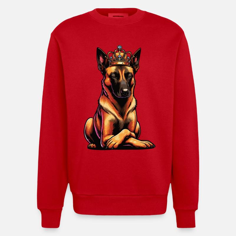 Berger Belge Malinois Propriétaire Malinois - Sweat bio épais oversize fabriqué en UE - rouge