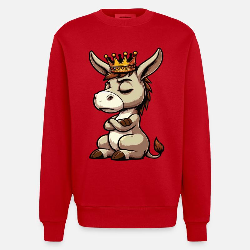 Esel Eselchen Eselhalter Muli Langohresel Muli - Heavyweight Oversized Organic Crew Neck Made in EU - Rot