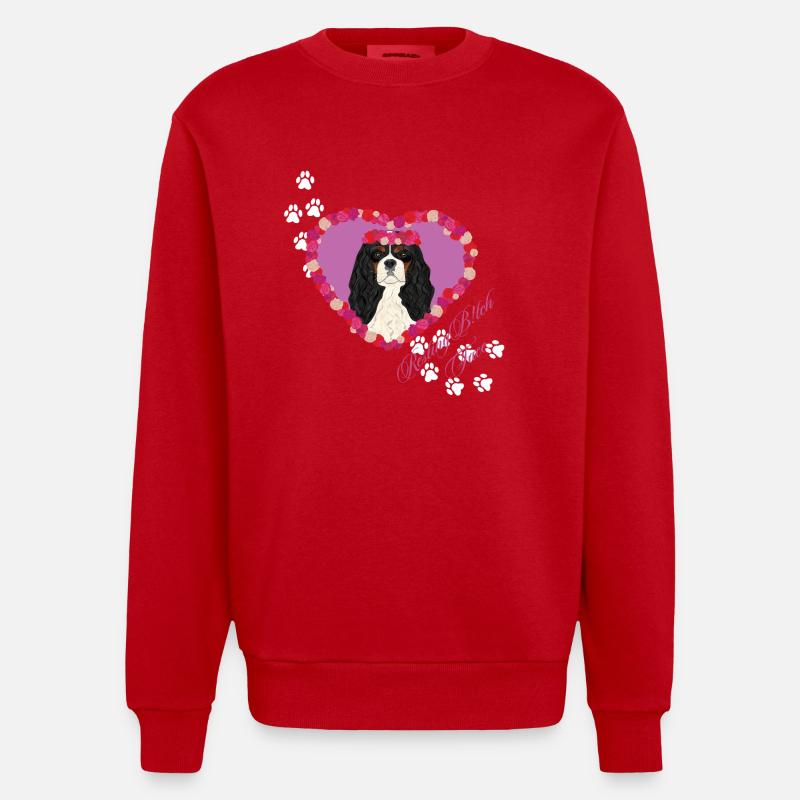 Ruhende B!tch Face Cavalier King - Heavyweight Oversized Organic Crew Neck Made in EU - Rot