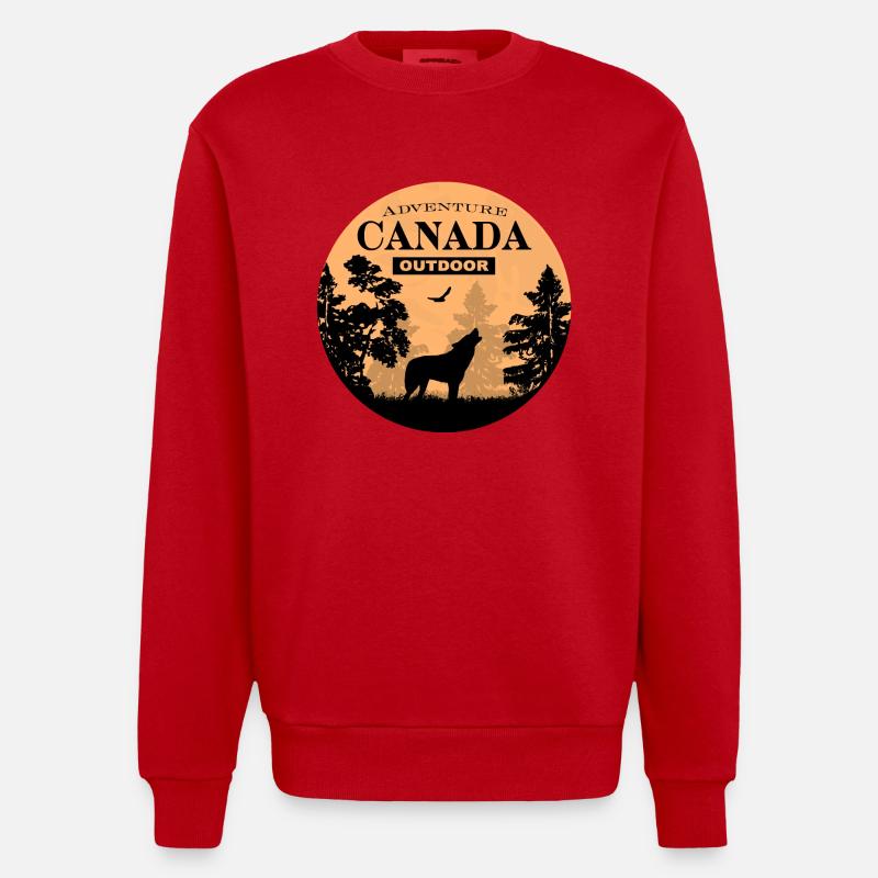 Canada - Wolf - Heavyweight Oversized Organic Crew Neck Made in EU - Rot