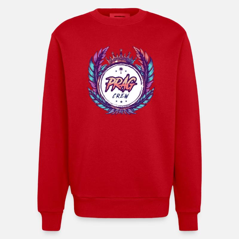 Prag Crew Bunt - Heavyweight Oversized Organic Crew Neck Made in EU - Rot