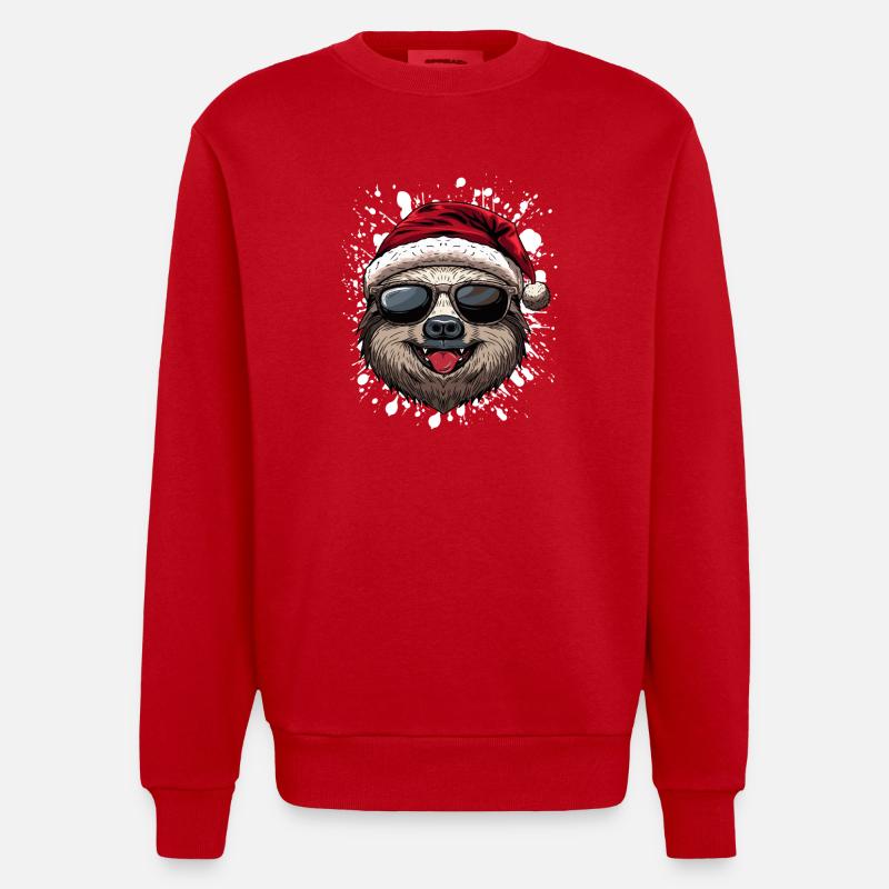 Sloth Christmas Funny - Heavyweight Oversized Organic Crew Neck Made in EU - red