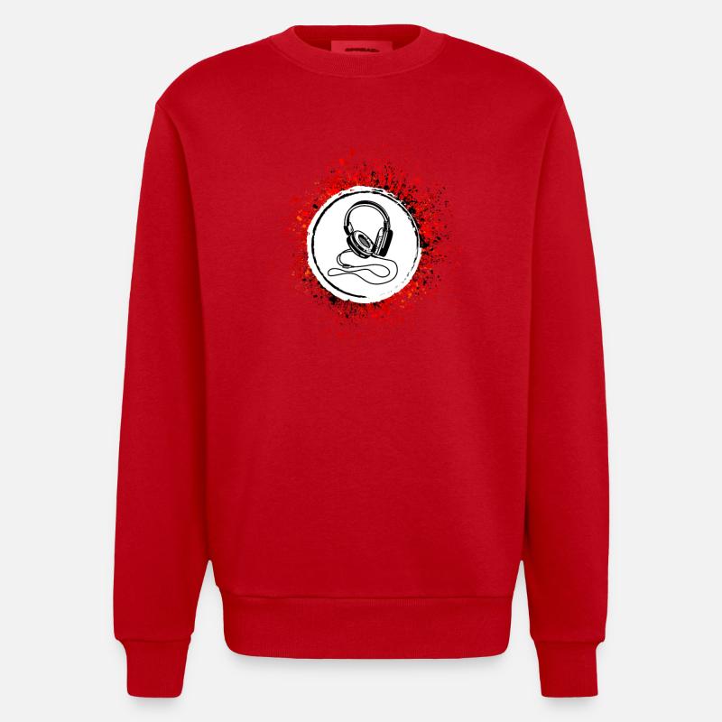 Kopfhörer Symbol - Heavyweight Oversized Organic Crew Neck Made in EU - Rot