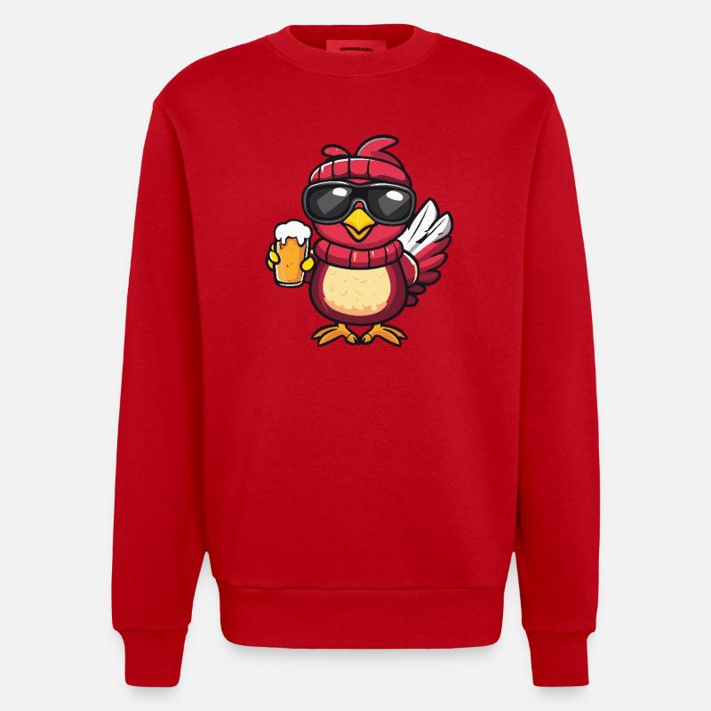 Bière d’après-ski à la dinde - Sweat bio épais oversize fabriqué en UE - rouge