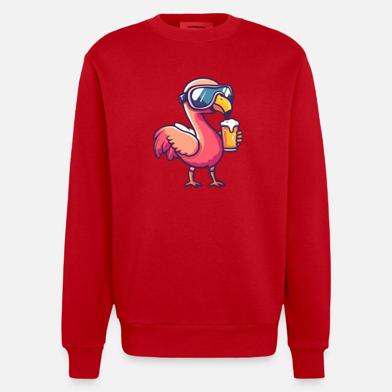 Flamingo Apres Ski Bier Comic - Heavyweight Oversized Organic Crew Neck Made in EU - Rot