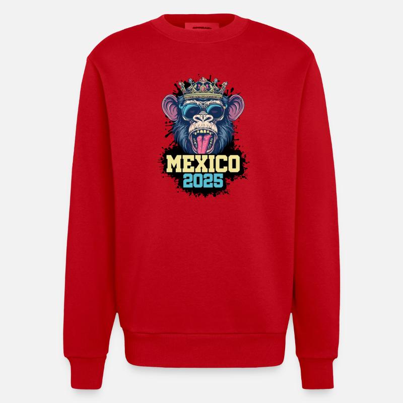 Mexiko 2025 Affe - Heavyweight Oversized Organic Crew Neck Made in EU - Rot
