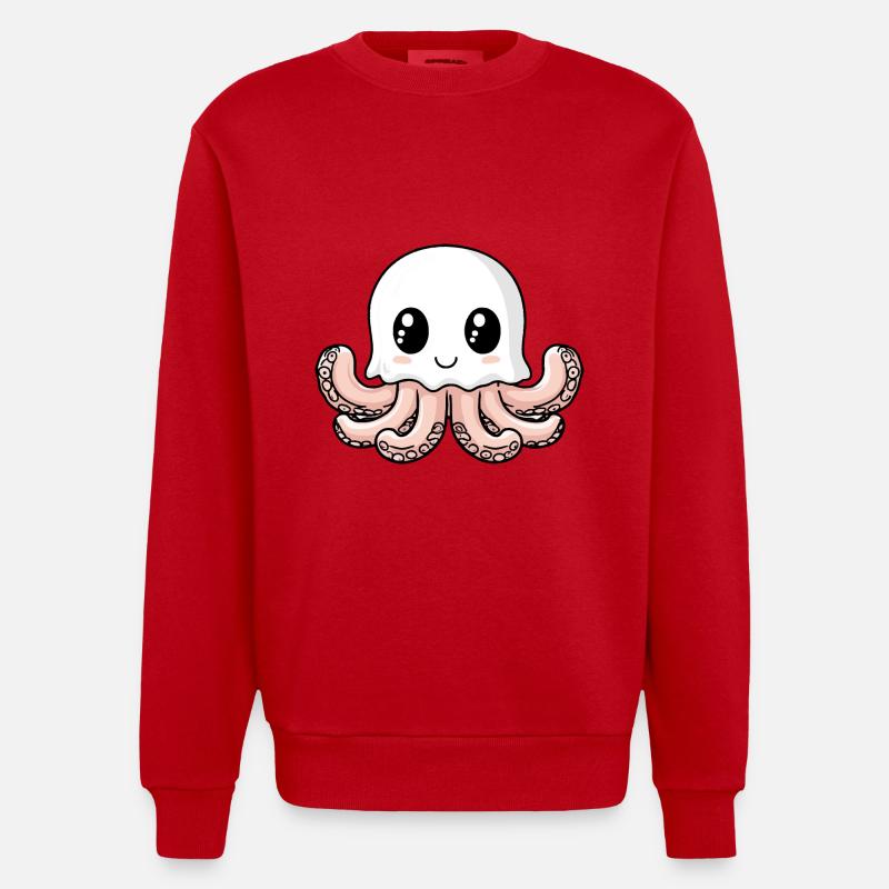 Oktopus Halloween Comic Geist - Heavyweight Oversized Organic Crew Neck Made in EU - Rot