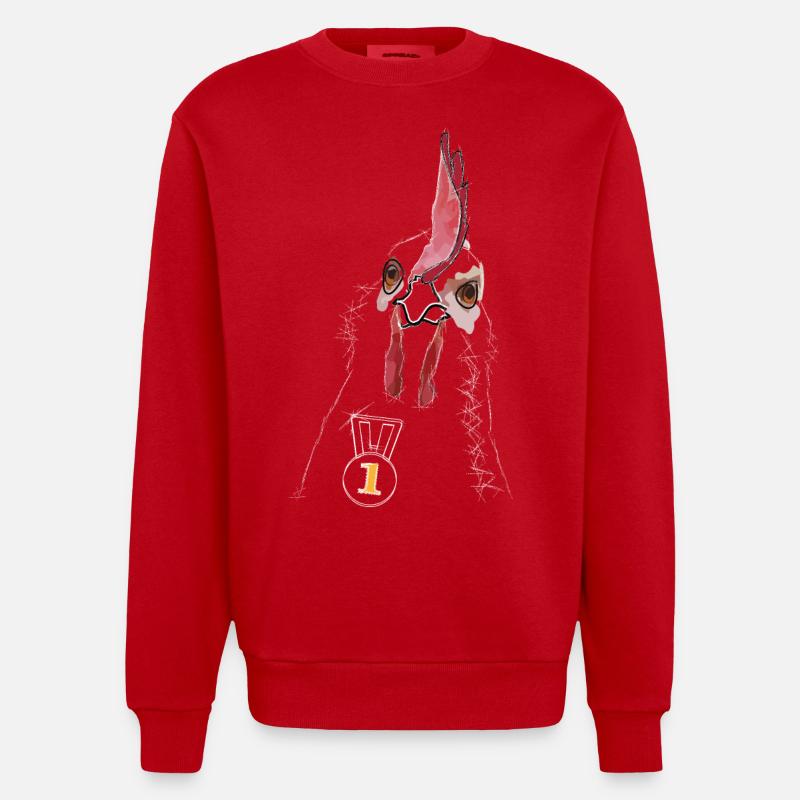 Le coq (blanc) - Sweat bio épais oversize fabriqué en UE - rouge