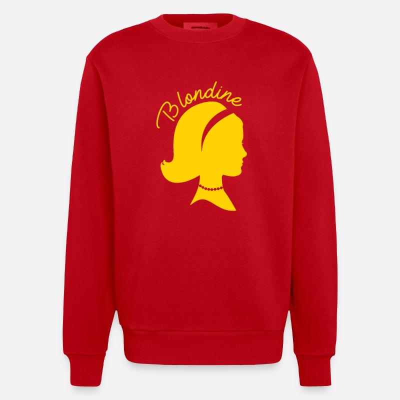 BLONDINE Design Tshirt Geschenk - Heavyweight Oversized Organic Crew Neck Made in EU - Rot