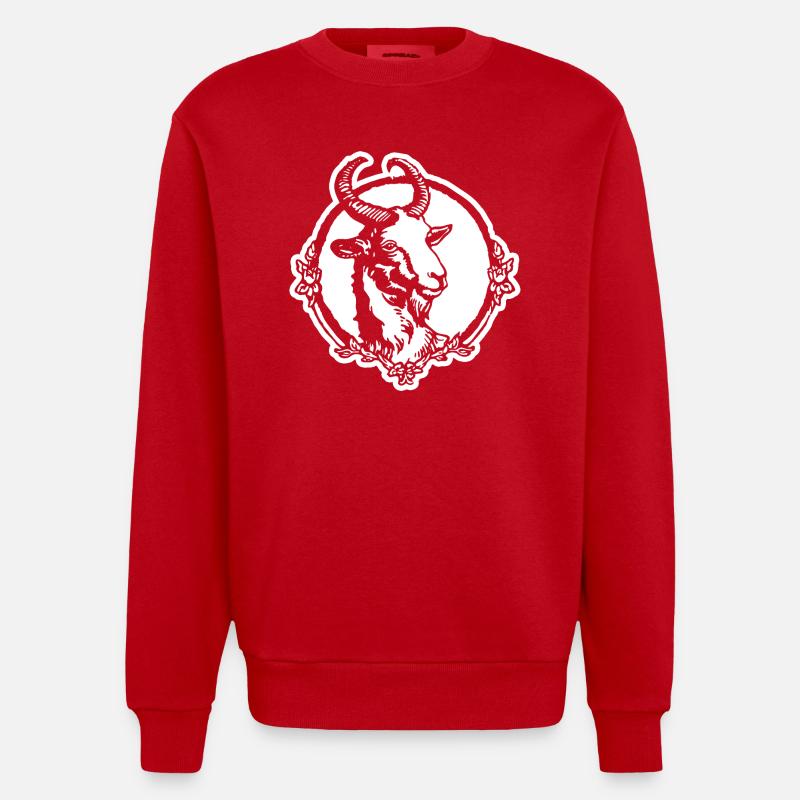 Steinbock Ziege - Heavyweight Oversized Organic Crew Neck Made in EU - Rot
