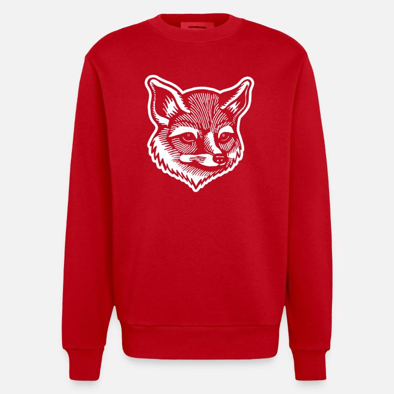 Fox Foxes - Heavyweight Oversized Organic Crew Neck Made in EU - red