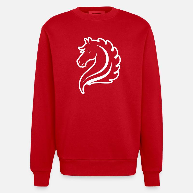 Cheval Chevaux Équitation Cavalier - Sweat bio épais oversize fabriqué en UE - rouge