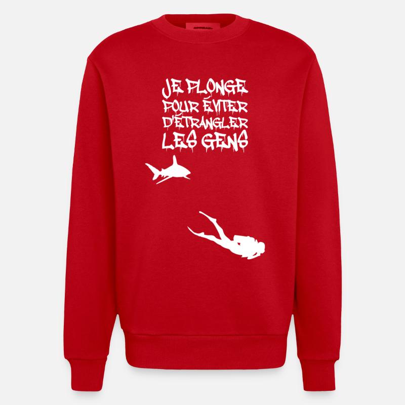 Je plonge pour éviter d'étrangler - Sweat bio épais oversize fabriqué en UE - rouge