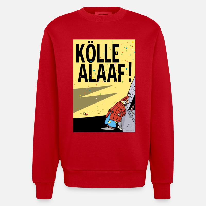 Köln Karneval Alaaf Cartoon - Heavyweight Oversized Organic Crew Neck Made in EU - Rot