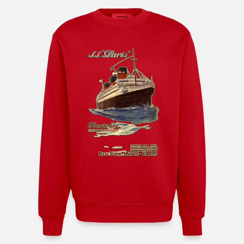 KREUZFAHRTSCHIFF PARIS TRANSATLANTIC - Heavyweight Oversized Organic Crew Neck Made in EU - Rot