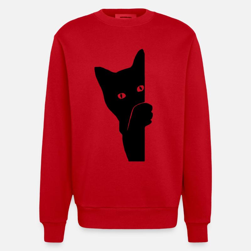 Chat Coucou - Sweat bio épais oversize fabriqué en UE - rouge