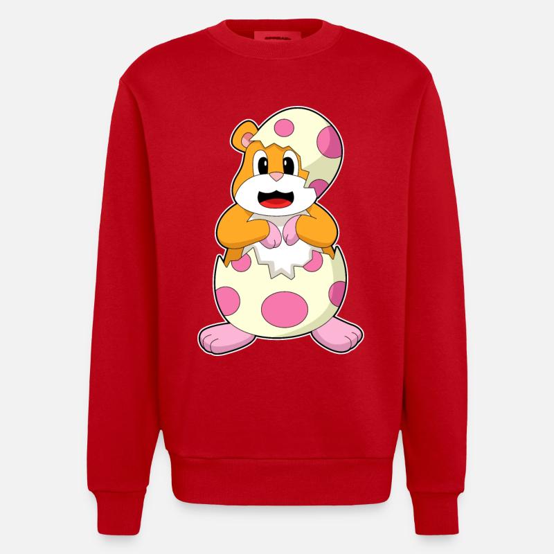 Hamster Eggshell - Heavyweight Oversized Organic Crew Neck Made in EU - red