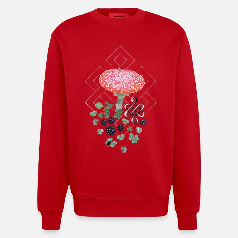 Trèfle Lucky Toadstool - Sweat bio épais oversize fabriqué en UE - rouge