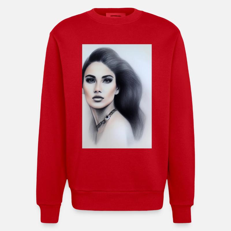 Frau mit Schmuck - Heavyweight Oversized Organic Crew Neck Made in EU - Rot